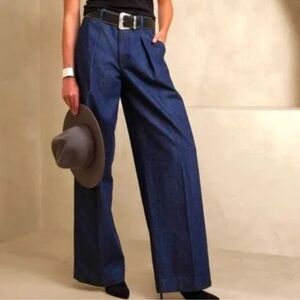 Banana Republic Pleated High Rise Wide Leg Jeans